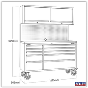Sealey Premier Mobile Tool Cabinet 10 Drawer AP5520SS 1472mm