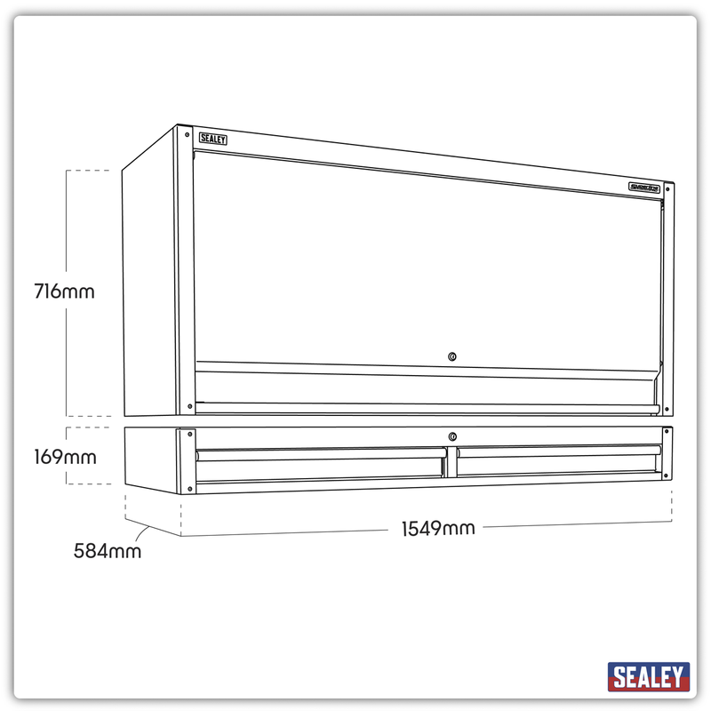 Sealey Superline PRO Tool Chest Black Edition Hutch & 2 Drawer Riser 1549mm