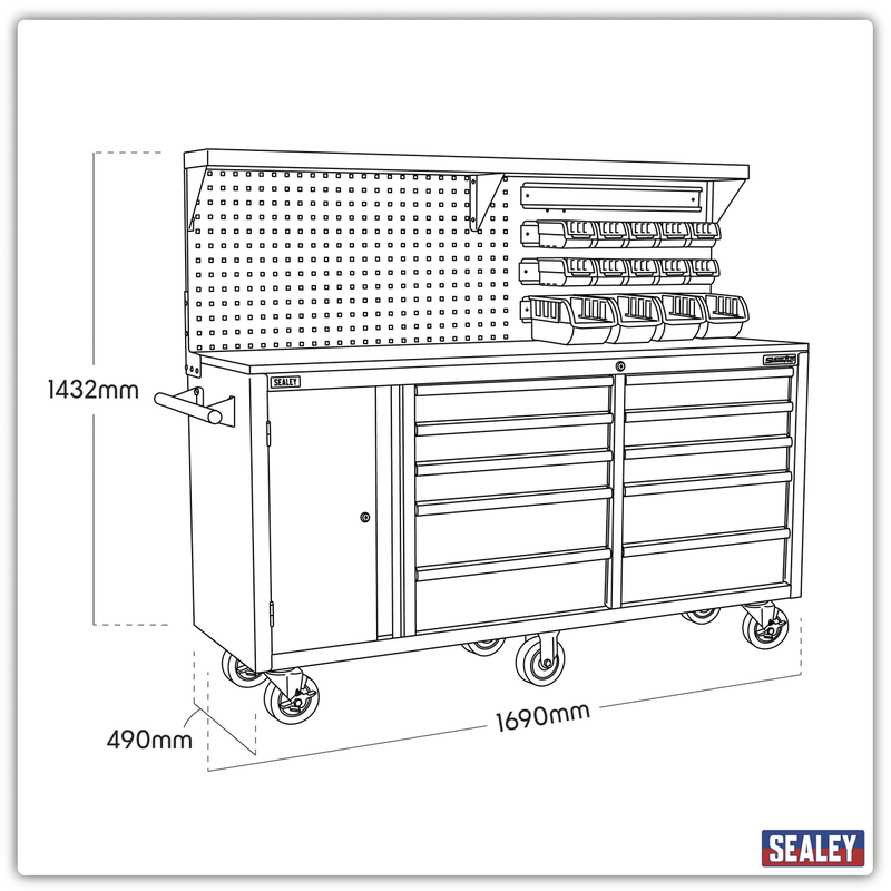 Sealey Superline PRO Mobile Workstation AP6310 10 Drawer 1690x490x1432mm