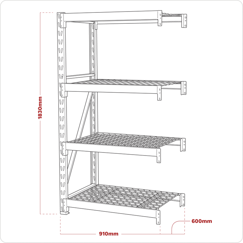 Sealey Heavy-Duty Racking Extension Pack 640kg Capacity AP6372E