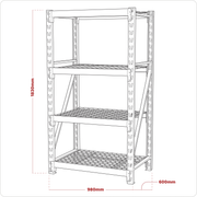 Sealey Heavy-Duty Racking Unit 2560kg Capacity 4 Mesh Shelves