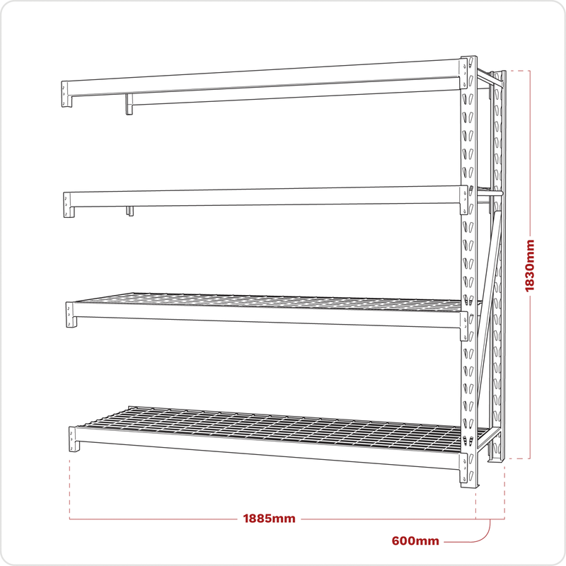 Sealey Heavy-Duty Racking Extension Pack 640kg Capacity