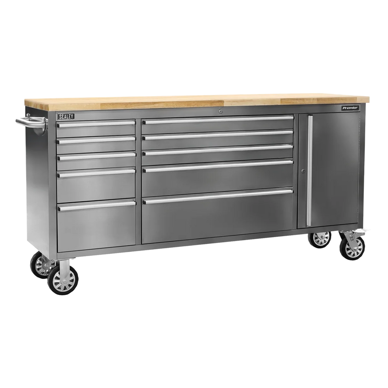 Sealey Premier Mobile Tool Cabinet AP7210SS 10 Drawer Stainless Steel