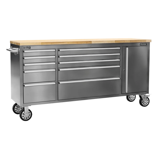 Sealey Premier Mobile Tool Cabinet AP7210SS 10 Drawer Stainless Steel