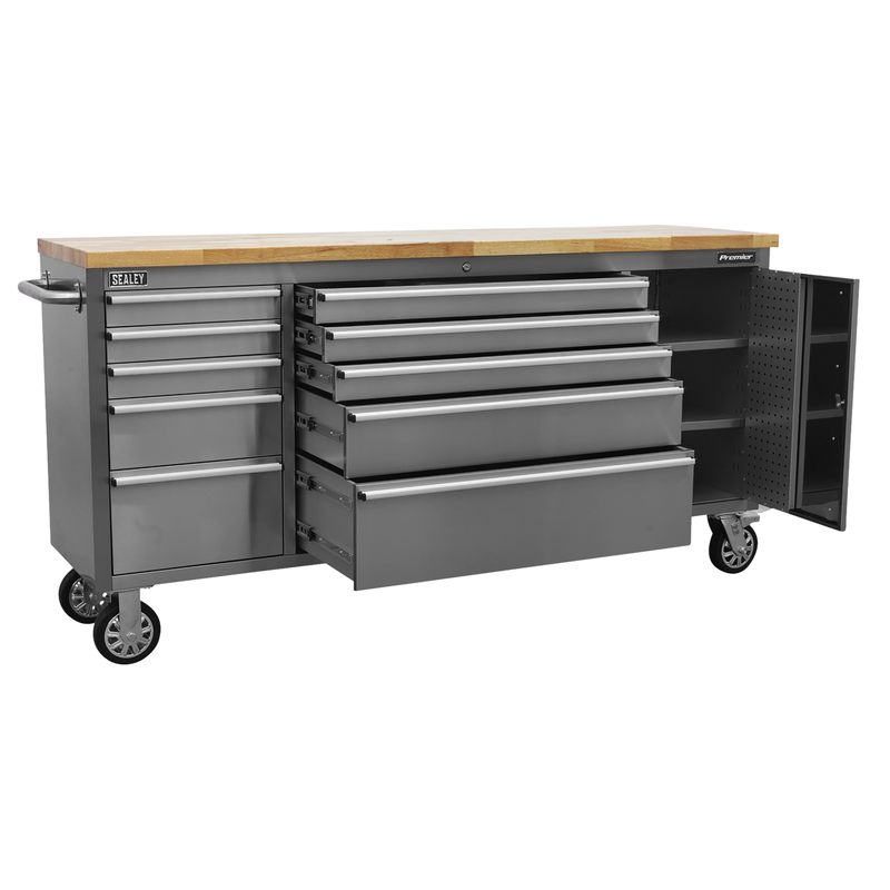 Sealey Premier Mobile Tool Cabinet AP7210SS 10 Drawer Stainless Steel