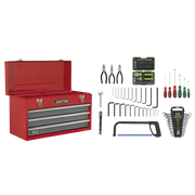 Sealey American PRO Tool Chest 3 Drawer with 93 Piece Tool Kit - Red/Grey