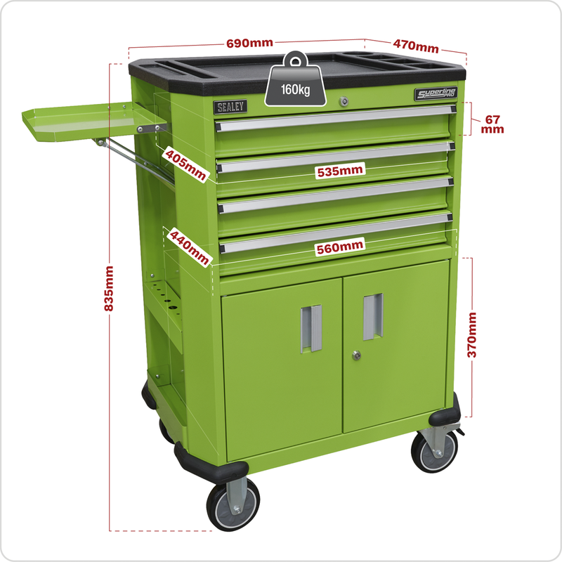 Sealey Superline PRO Tool Trolley AP980MTHV 4 Drawers 160kg Capacity