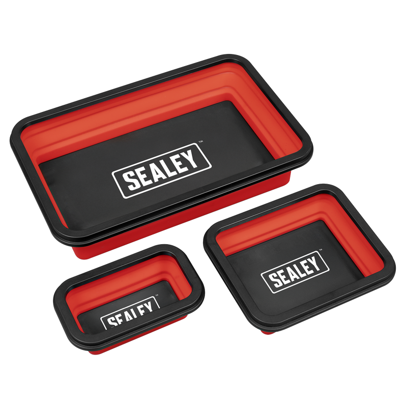 Sealey Parts Tray Collapsible Magnetic Set of 3 - Various Sizes