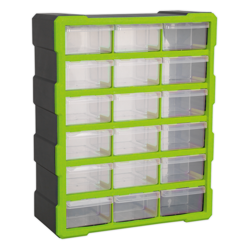 Sealey Cabinet Box 18 Drawer - Green/Black, 380x160x475mm