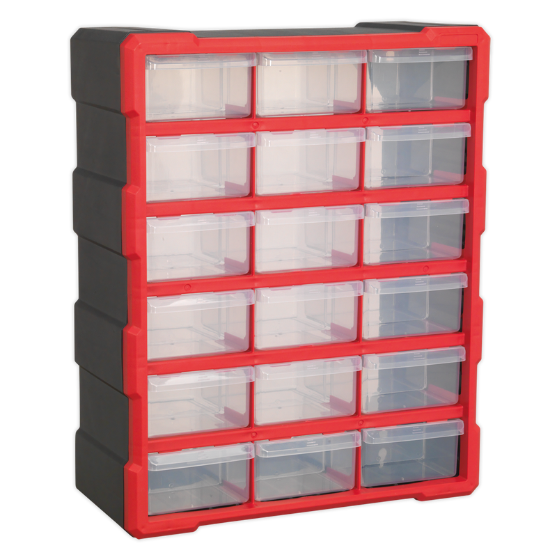 Sealey Cabinet Box 18 Drawer - Green/Black, 380x160x475mm
