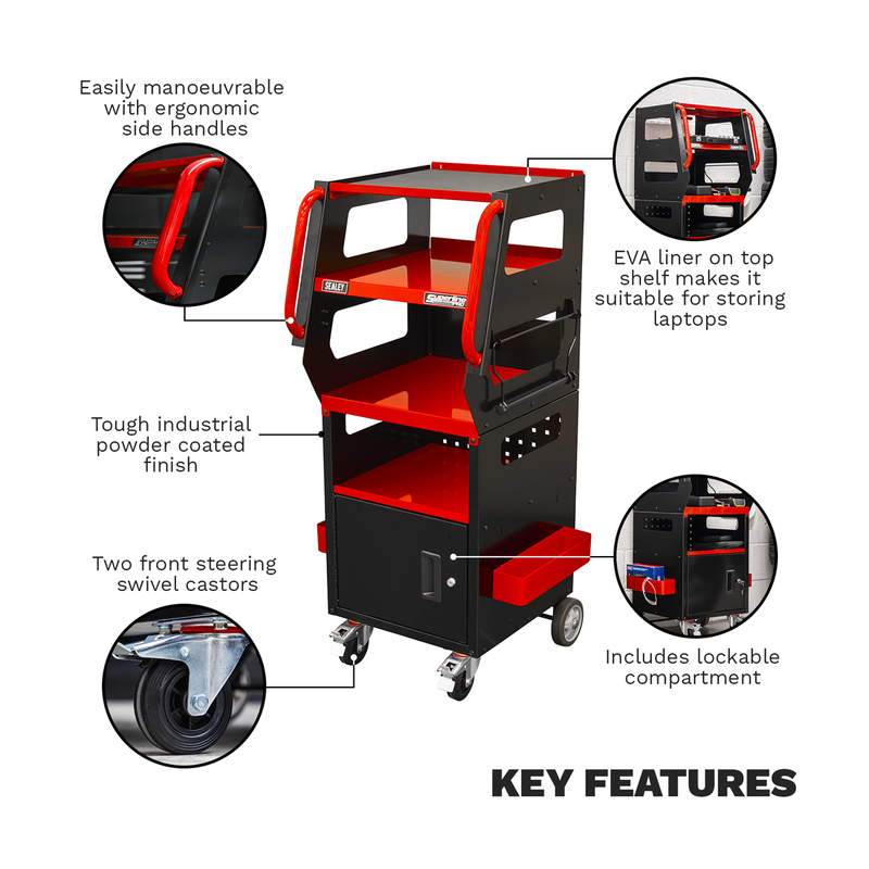 Sealey Superline PRO Diagnostics Trolley 4-Level 435x522x1178.5mm