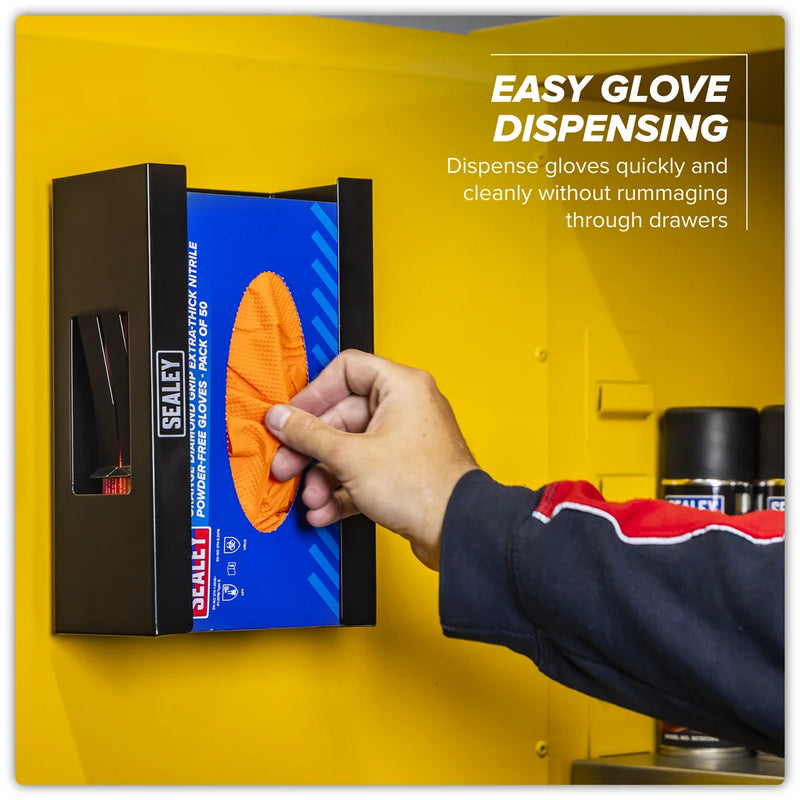 Sealey Magnetic Glove Dispenser - Black, 155 x 95 x 255mm