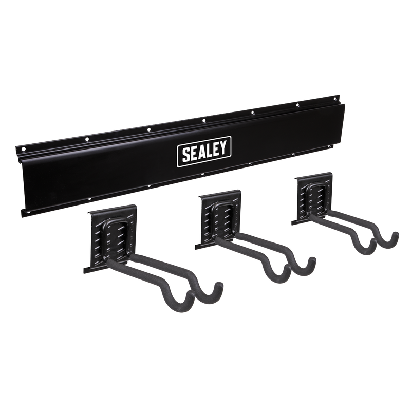 Sealey Wall Mounting Storage Rail with Sports Equipment Hooks