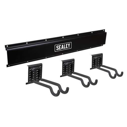 Sealey Wall Mounting Storage Rail with Sports Equipment Hooks