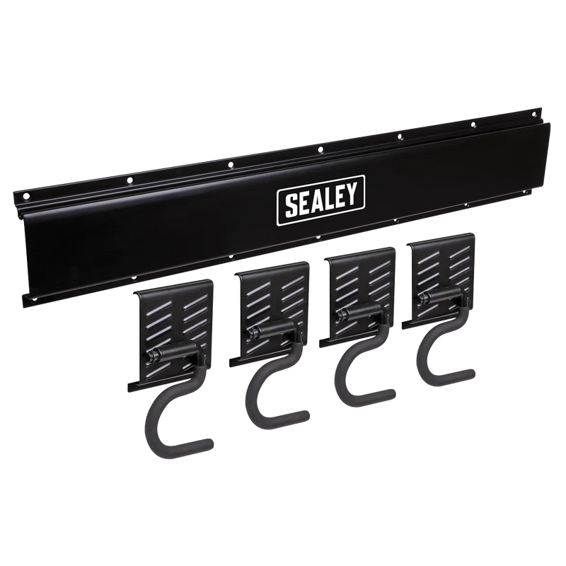 Sealey Wall Mounting Storage Rail with 4 Hooks - Model APHKIT5