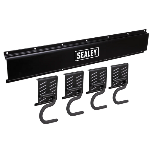 Sealey Wall Mounting Storage Rail with 4 Hooks - Model APHKIT5