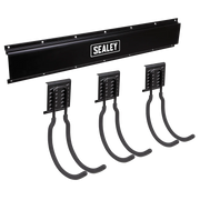 Sealey Wall Mounting Storage Rail with 3 Large Hooks - Model APHKIT8