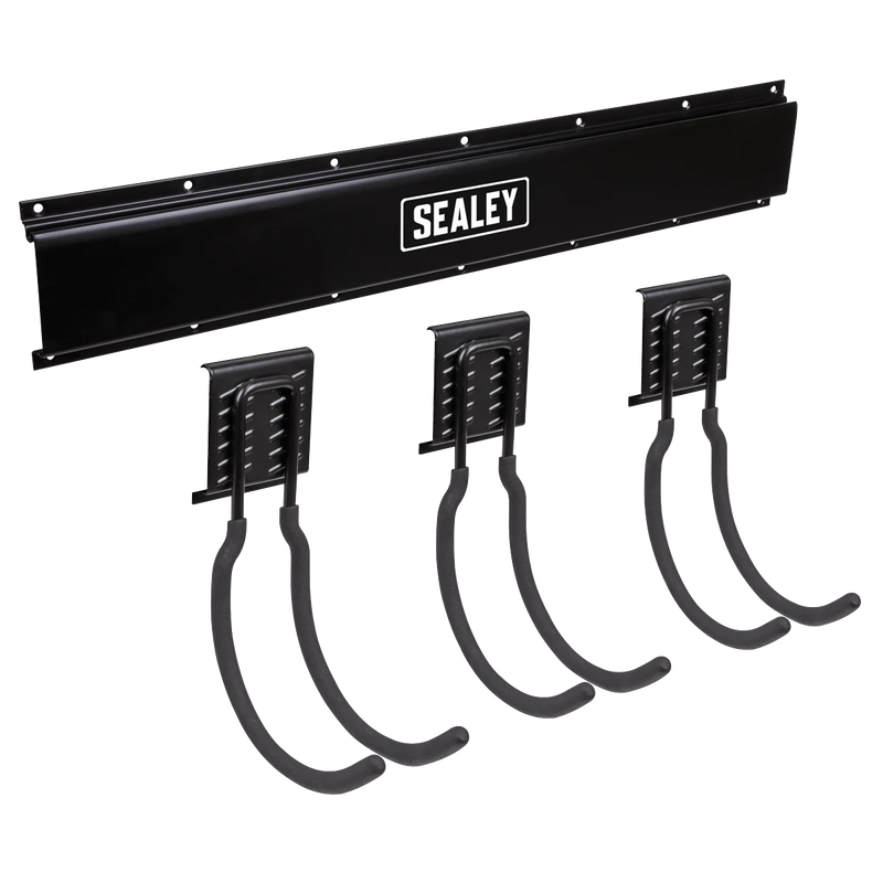 Sealey Wall Mounting Storage Rail with 3 Large Hooks - Model APHKIT8