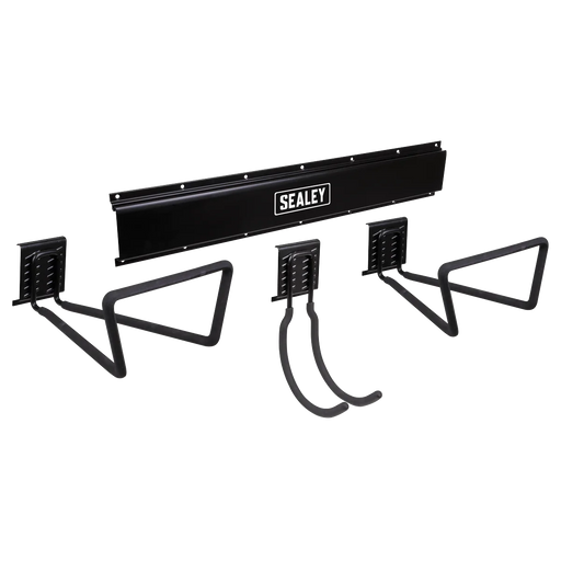Sealey Wall Mounting Storage Rail with 3 Large Hooks - Model APHKIT9