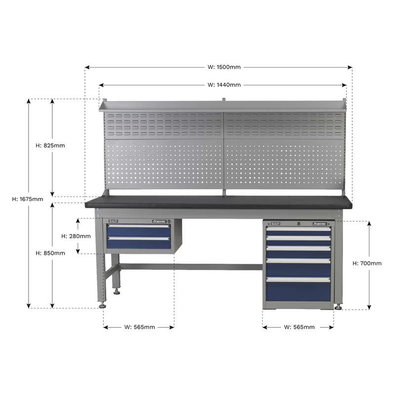 Sealey Premier Industrial Workstation & Cabinet Combo 1.5m