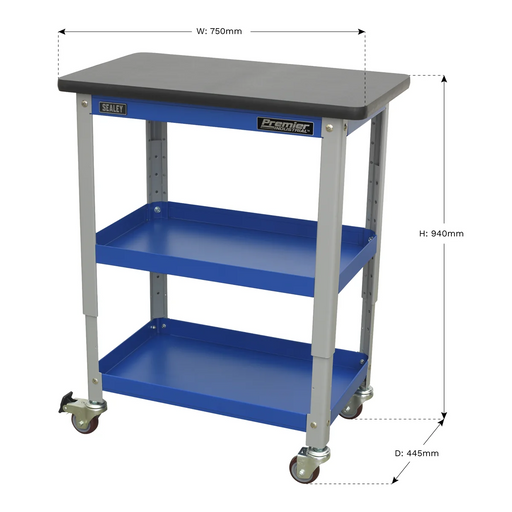 Sealey Premier Industrial Workshop Trolley 3-Level 240kg Capacity