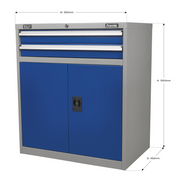 Sealey Premier Industrial Cabinet API8810 2 Drawers 1 Shelf 900x450x1000mm