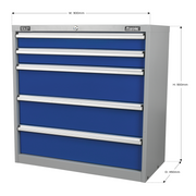Sealey Premier Industrial Cabinet 5 Drawer API9005 900x450x900mm