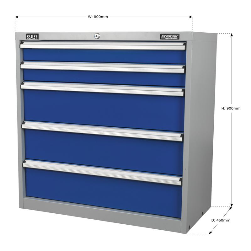 Sealey Premier Industrial Cabinet 5 Drawer API9005 900x450x900mm