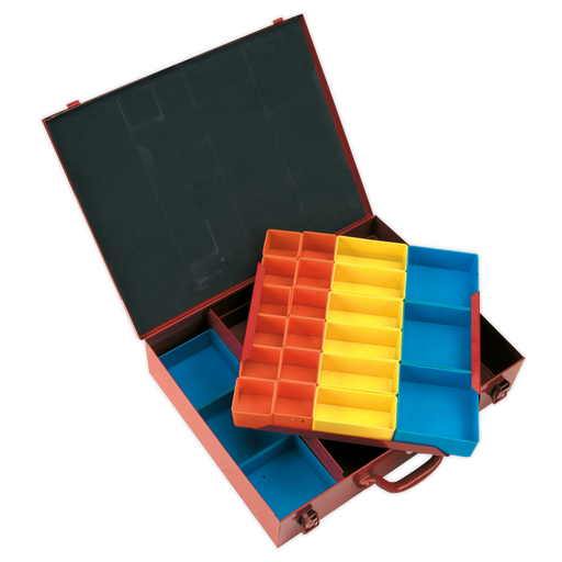 Sealey 2-Layer Metal Case with 27 Storage Bins 440x345x135mm