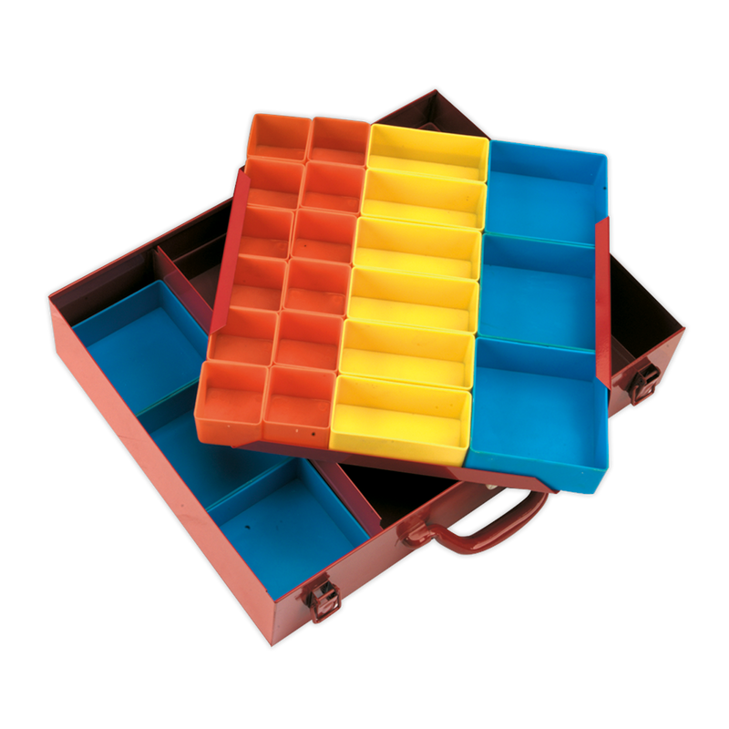 Sealey 2-Layer Metal Case with 27 Storage Bins 440x345x135mm