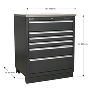 Sealey Premier Heavy-Duty Modular Floor Cabinet 775mm 6 Drawer APMS03