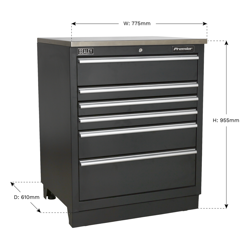 Sealey Premier Heavy-Duty Modular Floor Cabinet 775mm 6 Drawer APMS03