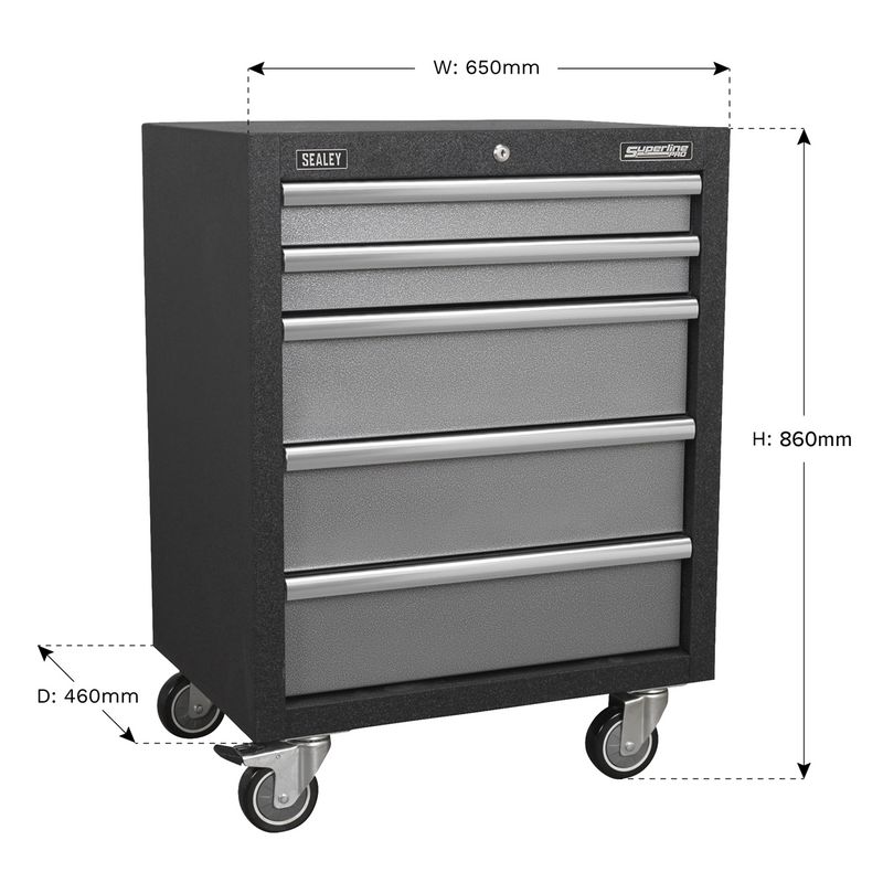 Sealey Superline PRO Modular Mobile Cabinet 5 Drawer 650mm