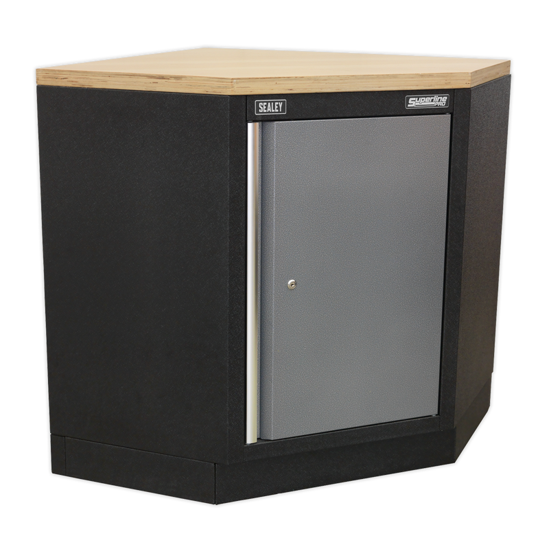 Sealey Superline PRO Corner Storage System 1.55m with Wood Worktop