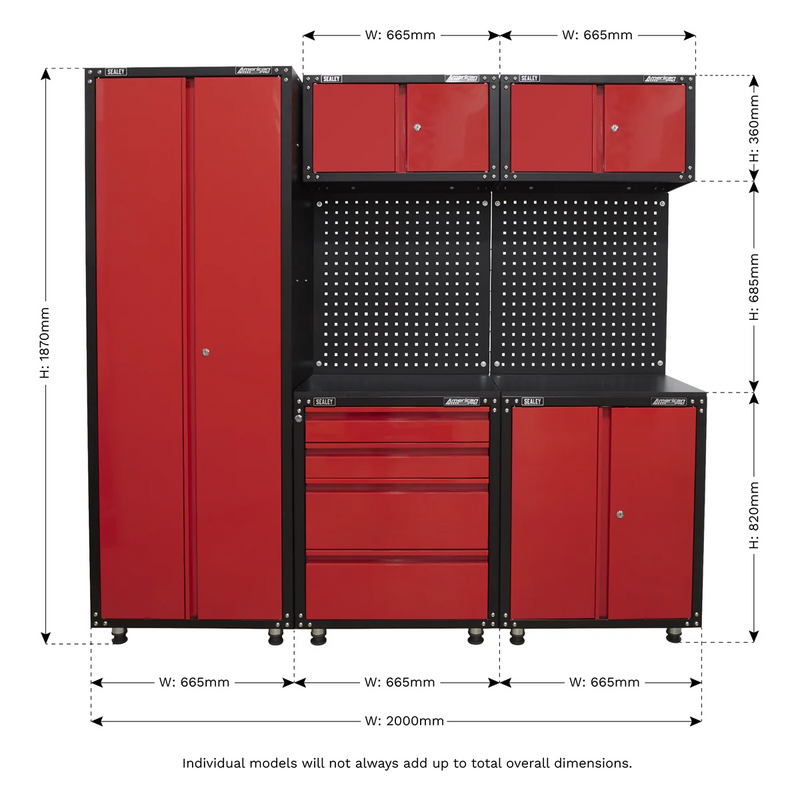 Sealey American PRO Modular Storage System 2.0m with Lock & Worktop