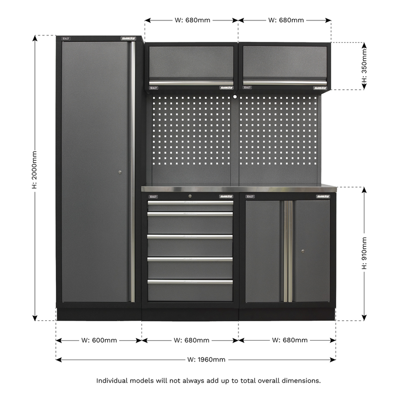 Sealey Superline PRO Storage System 1.96m with Stainless Worktop