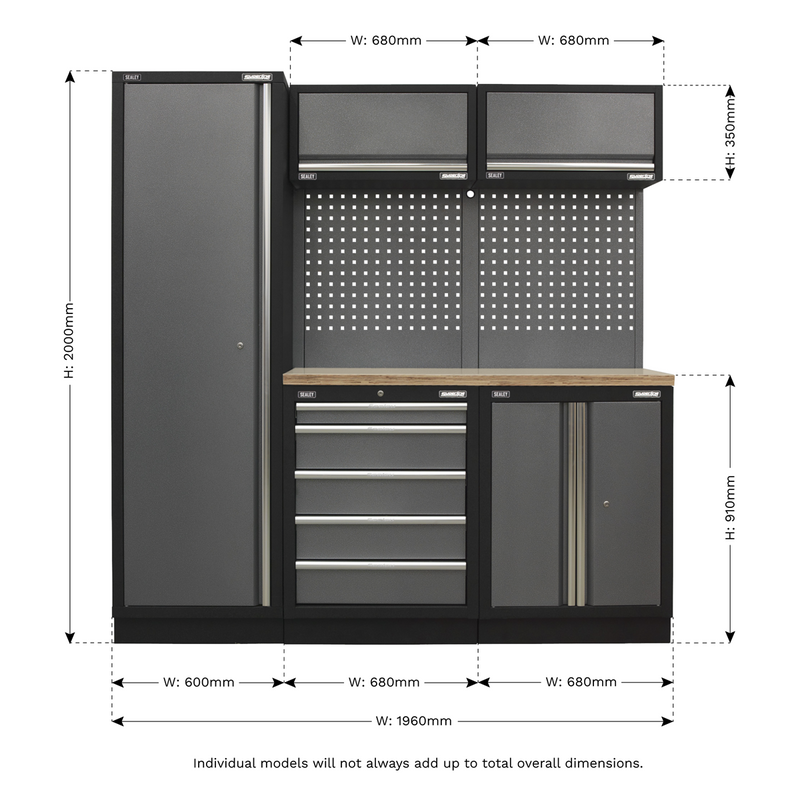 Sealey Superline PRO Storage System 1.96m with Wood Worktop