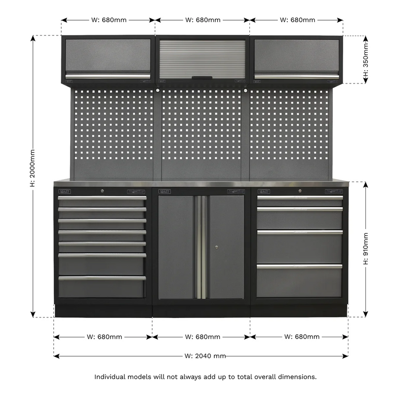 Sealey Superline PRO Storage System 2.04m with Stainless Worktop