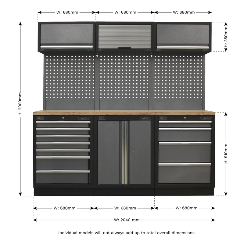 Sealey Superline PRO Storage System 2.04m with Wood Worktop