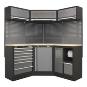 Sealey Superline PRO Corner Storage System 1.55m with Wood Worktop