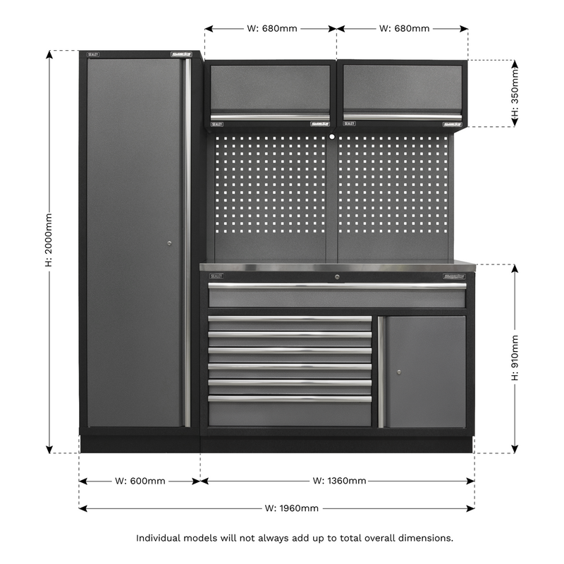 Sealey Superline PRO Storage System 1.96m with Stainless Steel Worktop