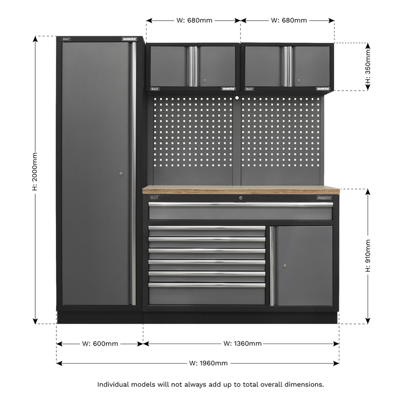 Sealey Superline PRO Storage System 1.96m Modular with Pressed Wood Worktop