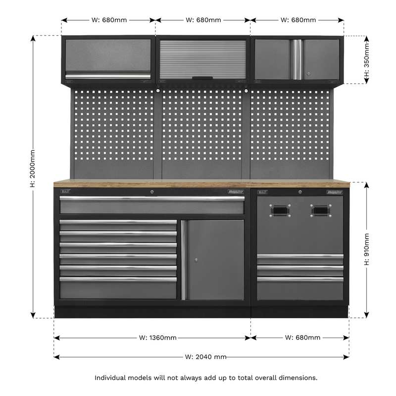 Sealey Superline PRO Modular Storage System Combo APMSSTACK14W 2040mm