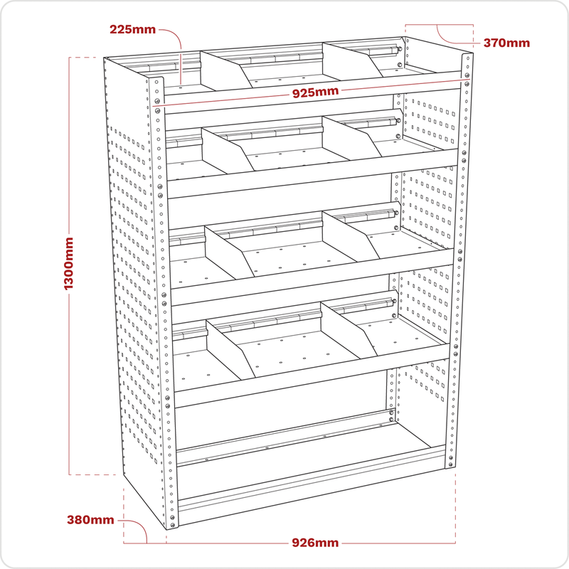 Sealey Superline PRO Modular Flat Shelf Van Storage Unit 926mm