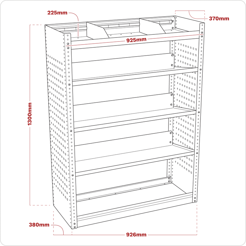 Sealey Superline PRO Modular Slanted Shelf Van Storage Unit 926x380x1300mm