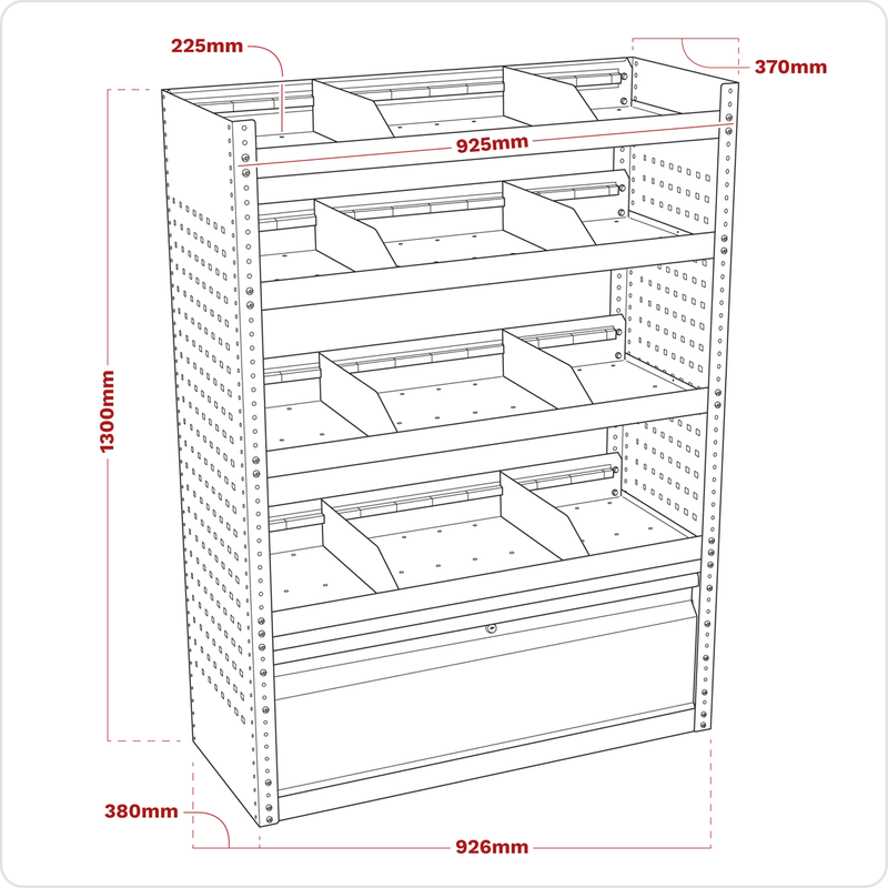 Sealey Superline PRO Modular Flat Shelf Van Storage System 850x300mm