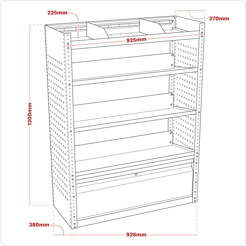 Sealey Superline PRO Modular Slanted Shelf Van Storage System 850x300mm