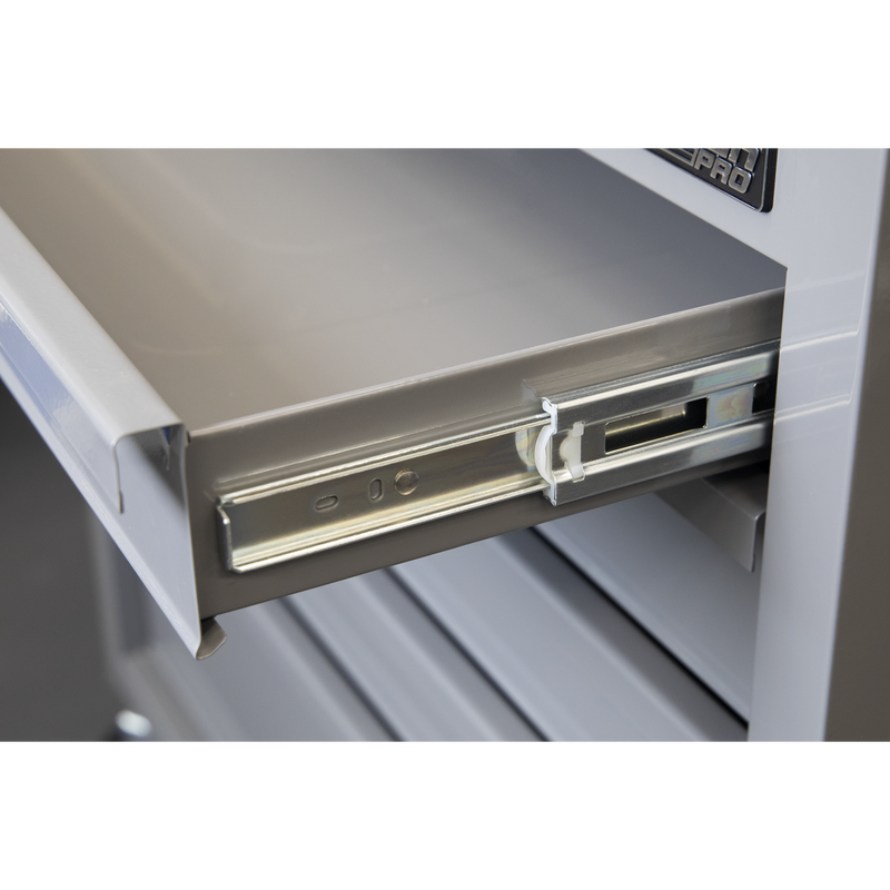 Sealey Mobile Workstation APMWS1G 5 Drawer Grey with Wooden Worktop