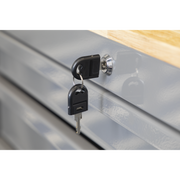 Sealey Mobile Workstation APMWS1G 5 Drawer Grey with Wooden Worktop
