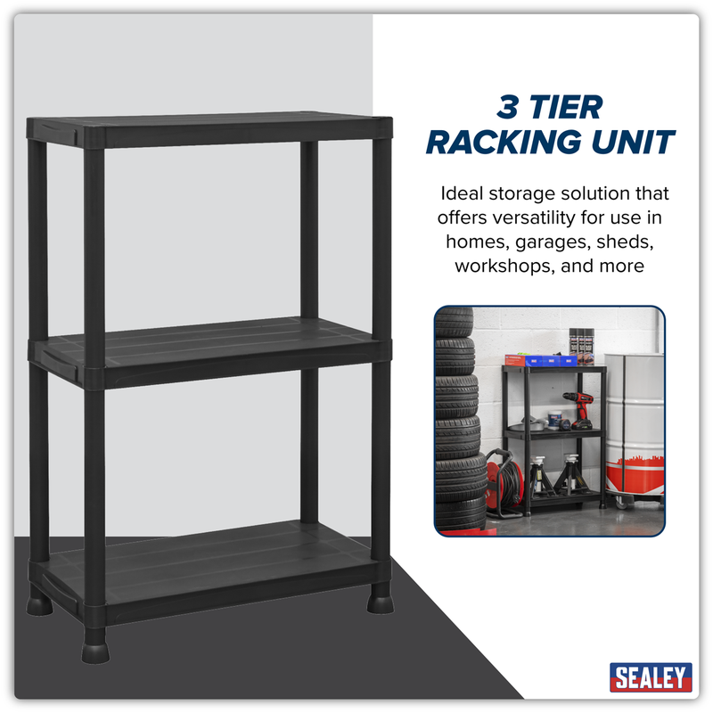 Sealey Plastic Racking Unit APPR3 75kg Capacity 3 Shelves
